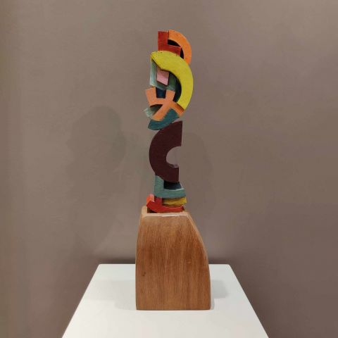 Sculpture David Mann prototype Cantateur et son metronome - acier corten coloré