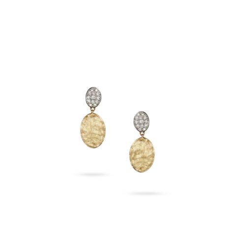 Boucles d'oreilles Marco Bicego Siviglia 2 motifs or jaune guilloché et diamants