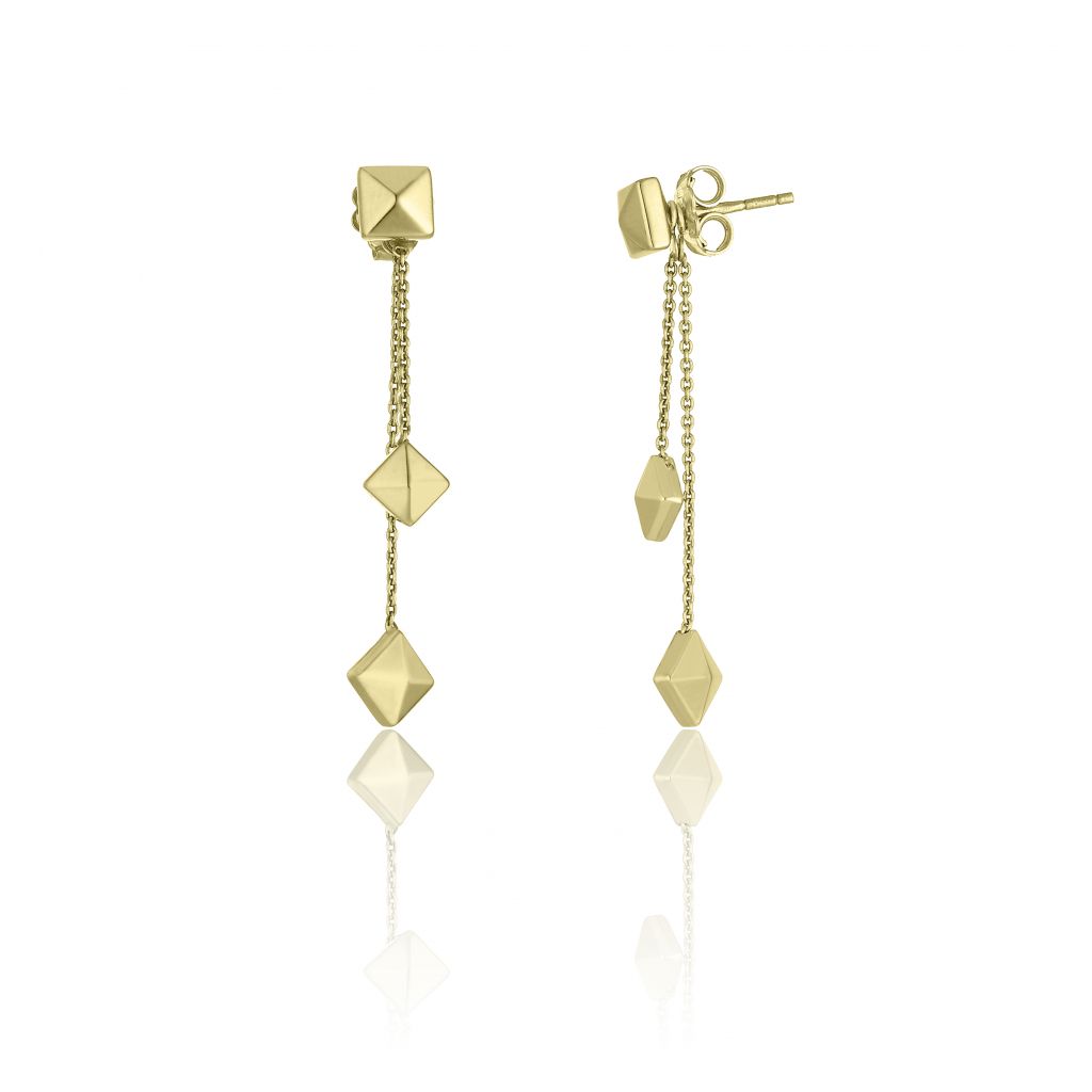 Boucles d'oreilles double pendantes Chimento Armillas Pyramis en or jaune