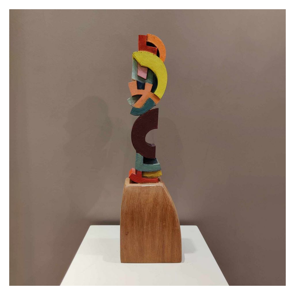 Sculpture David Mann prototype Cantateur et son metronome - acier corten coloré