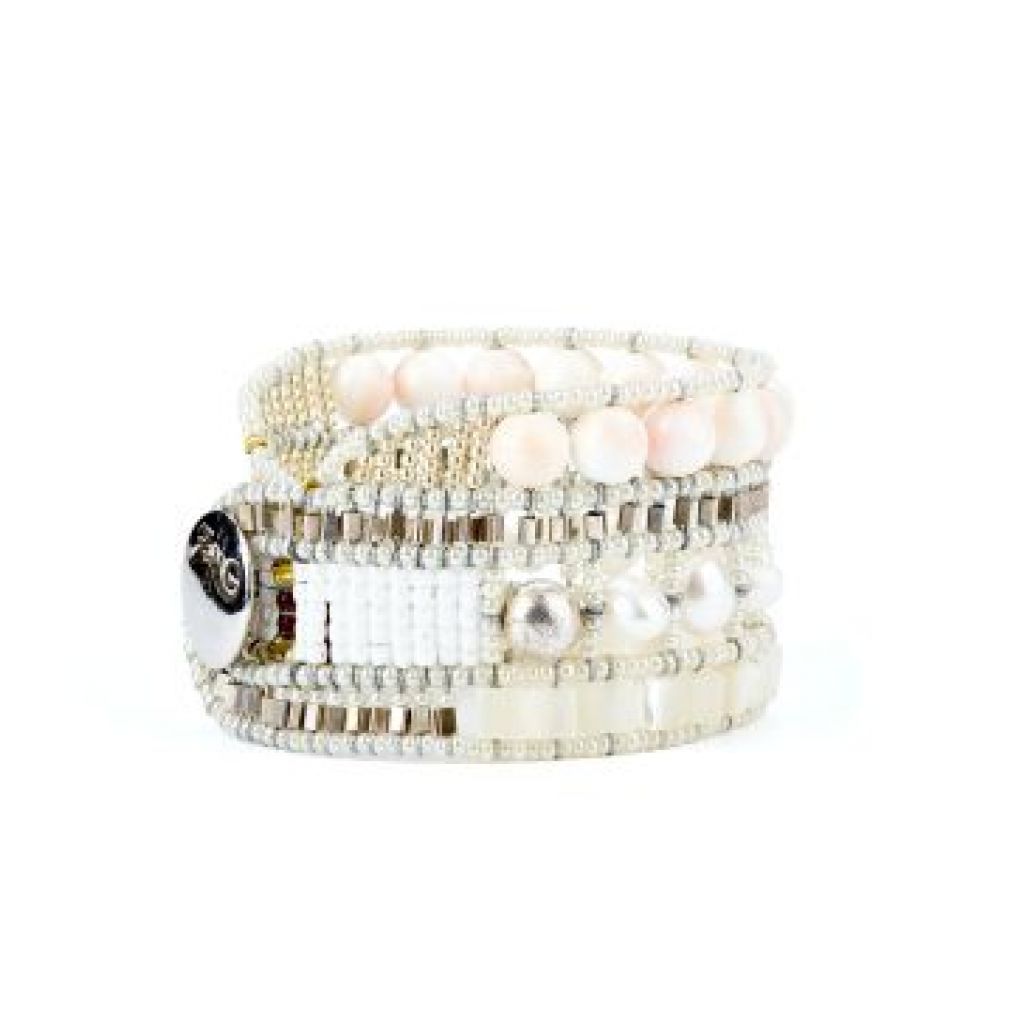 Bracelet ZIIO Nil en perles d'eau douce, nacre et perles en verre de Murano