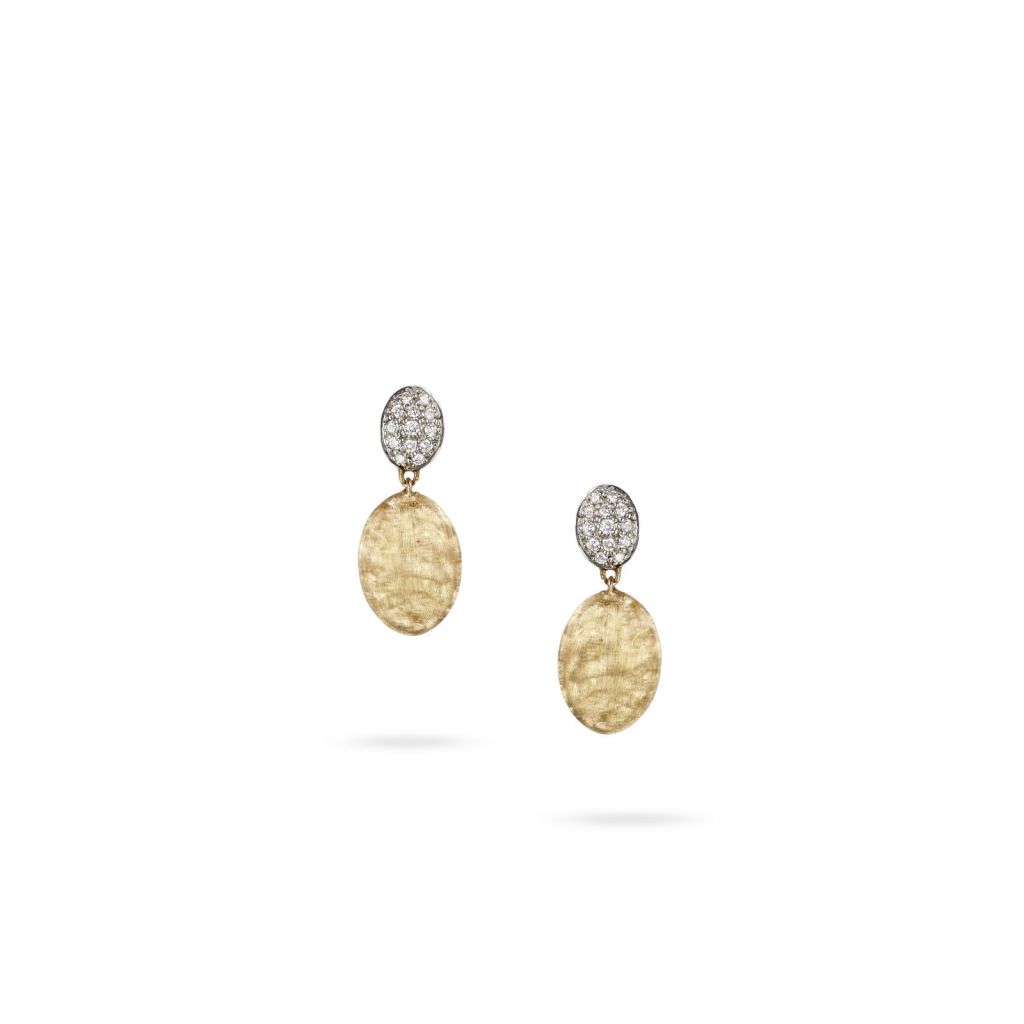 Boucles d'oreilles Marco Bicego Siviglia 2 motifs or jaune guilloché et diamants